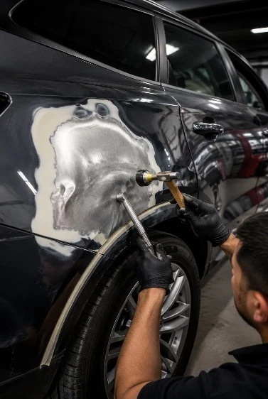 Trabajo de desabolladura automotriz en Color Car Conce