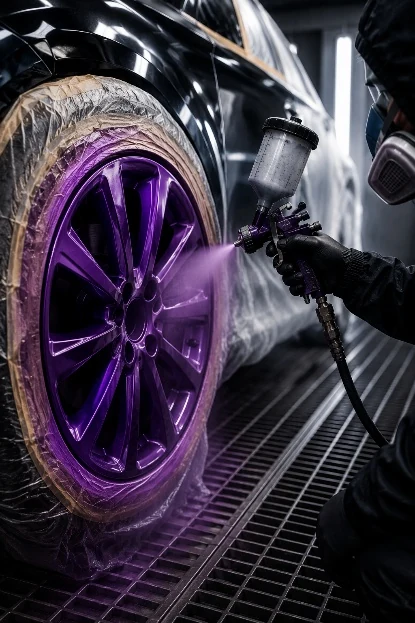 Proceso de pintura de llantas automotrices