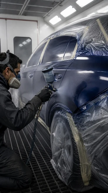 Aplicación de pintura automotriz en taller